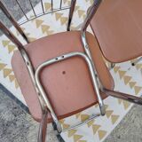 Set 4 chaises vintage scandinave chrome et simili