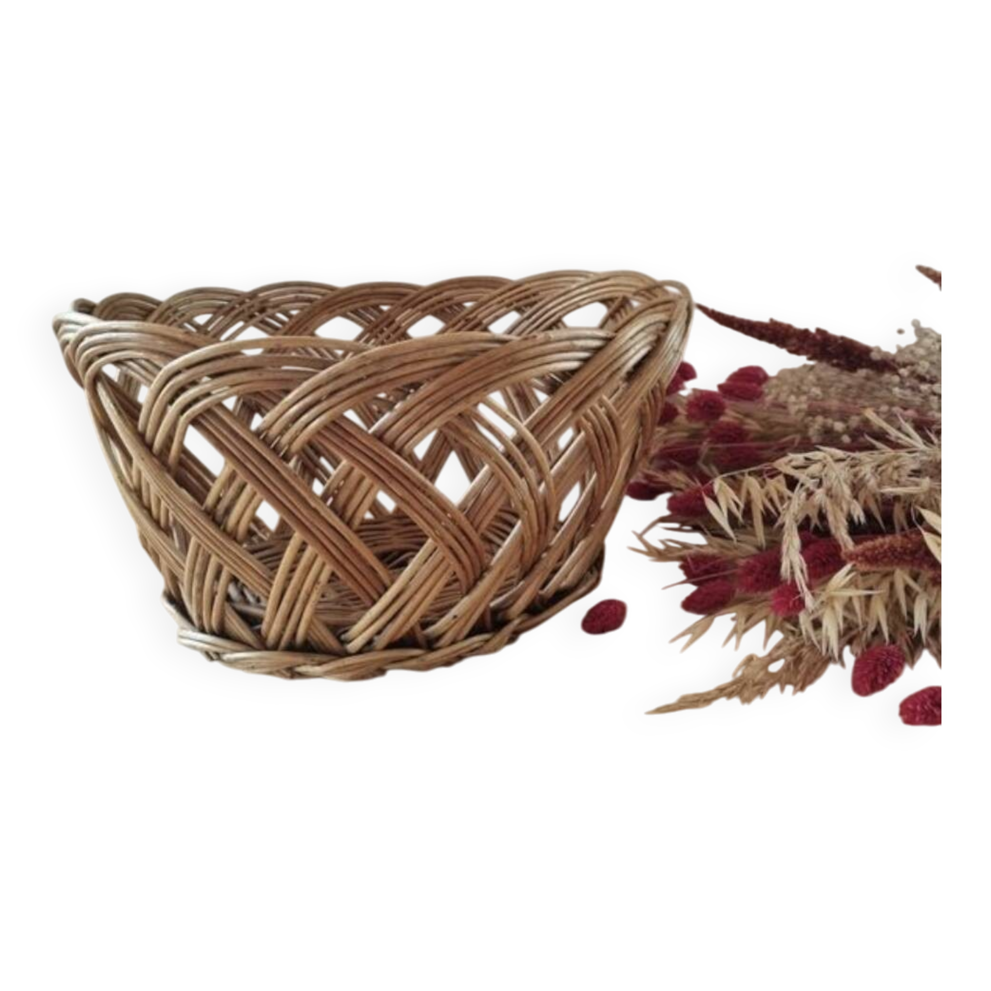 Oval woven rattan basket