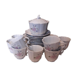 Coffee service: 12 cups and saucers + sugar in fine Limoges porcelain