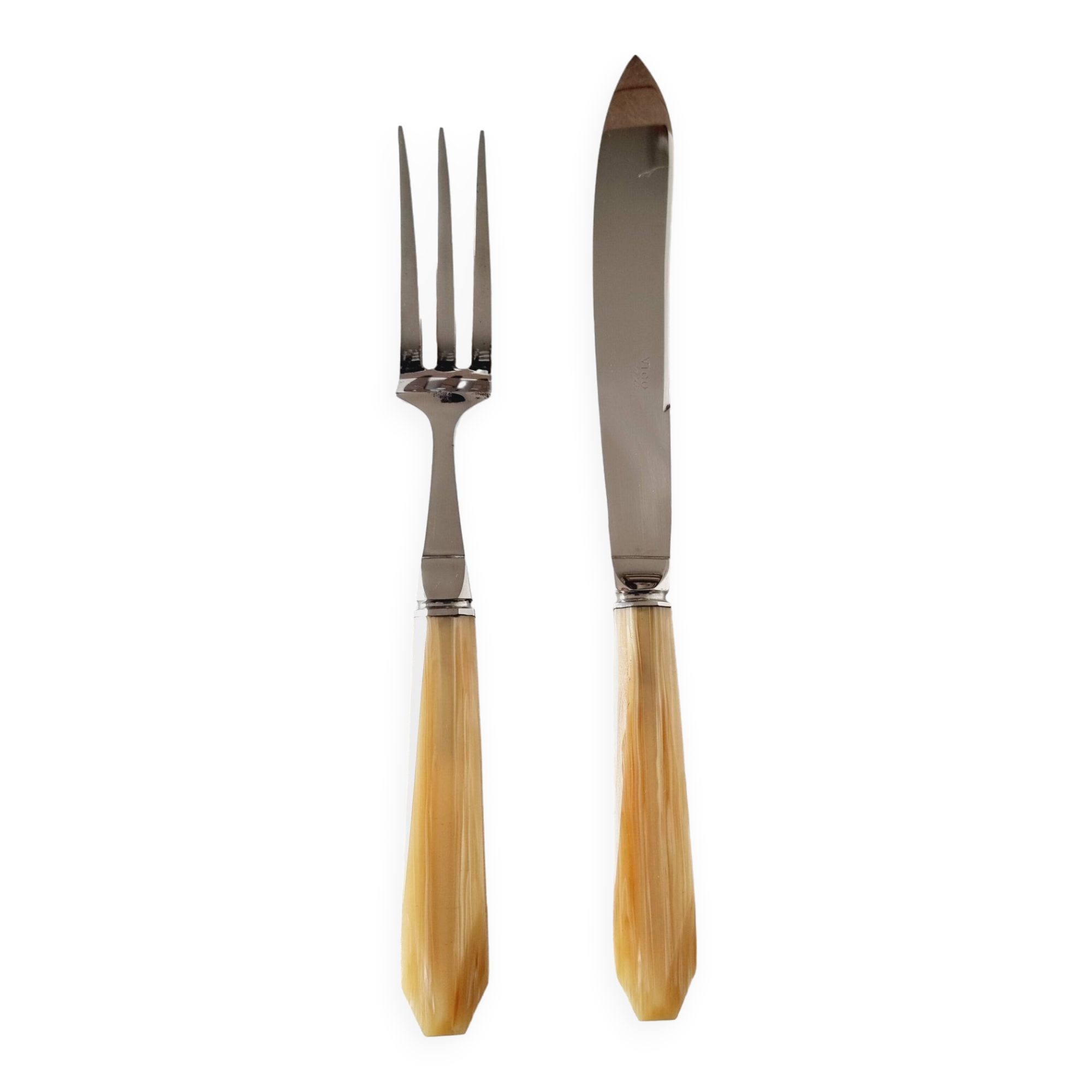 Case with cutlery for serving or cutting meat in baquelite