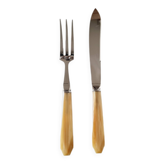 Case with cutlery for serving or cutting meat in baquelite