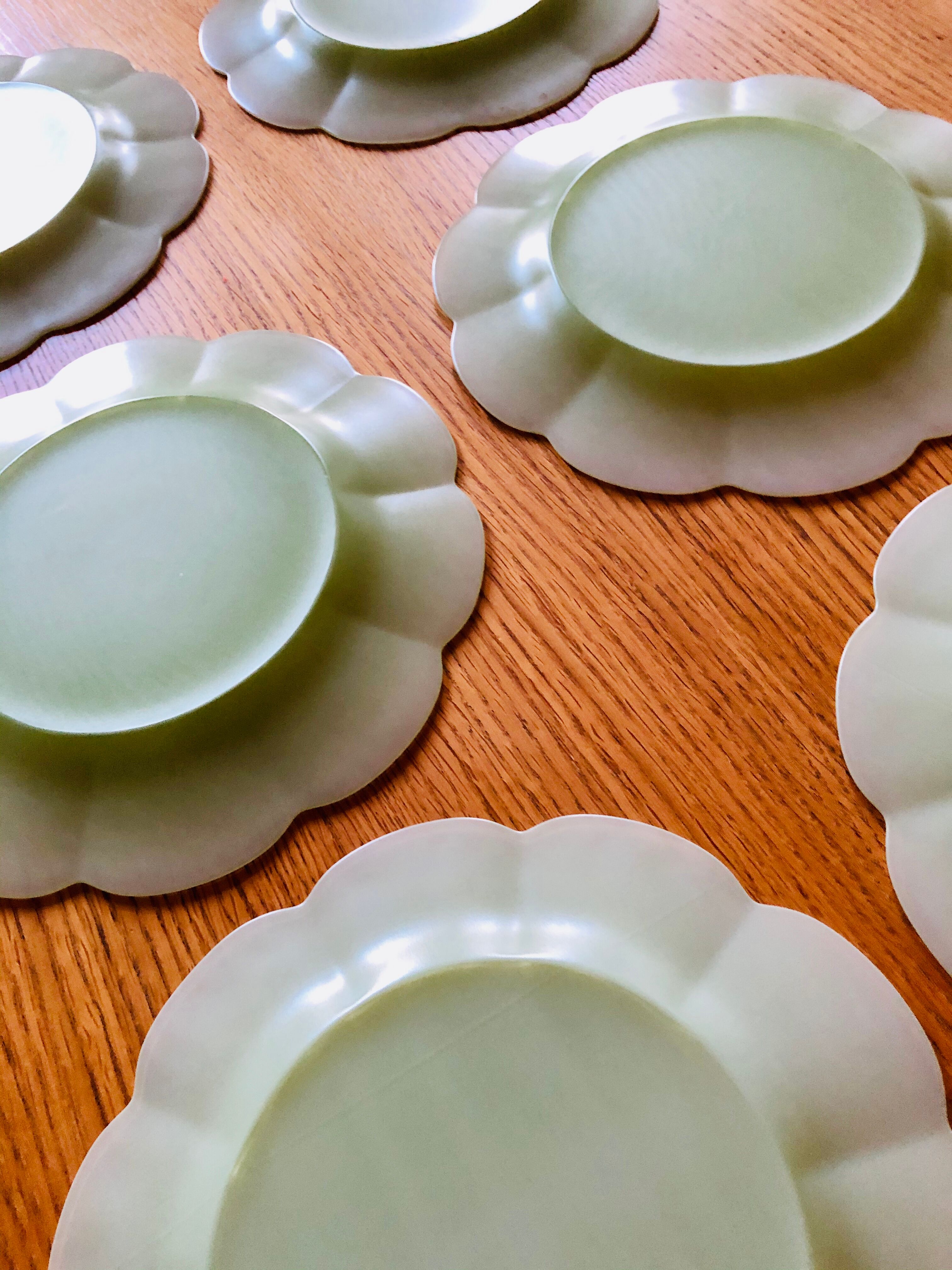 Set of 6 flat plates 27 cm glass