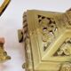 Old pair of 3 branched brass candlesticks