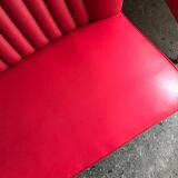 1960s vintage lounge set in purple vinyl — 2-seater sofa and 2 armchairs