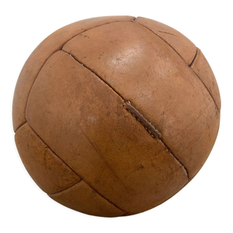 Vintage Brown Leather Medicine Ball, 1930's