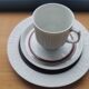 Ensemble de café vintage allemand pour 6 personnes par Thomas Arcta, bourgogne et platine.