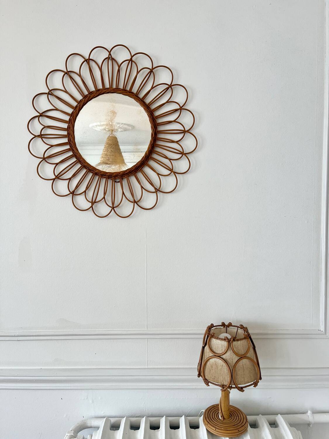 Vintage rattan mirror from the 60s