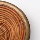 Rattan and brass fruit basket, 60s