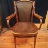 Thonet armchair in curved wood and stylized patterns