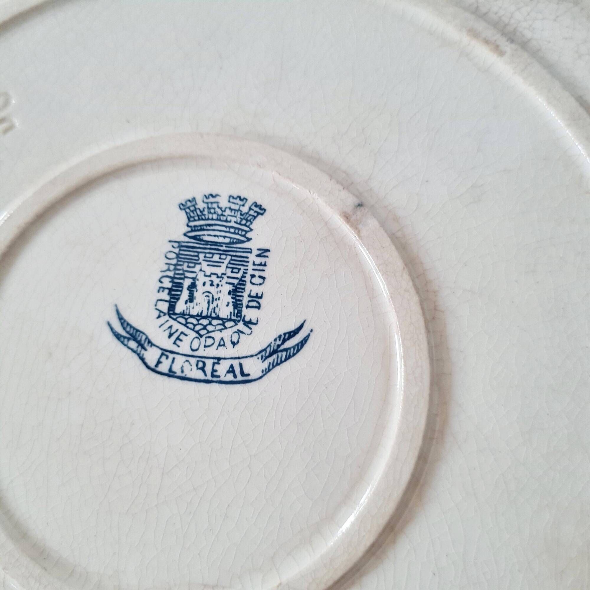 Antique hollow dish / deep plate in earthenware - "Floreal" model