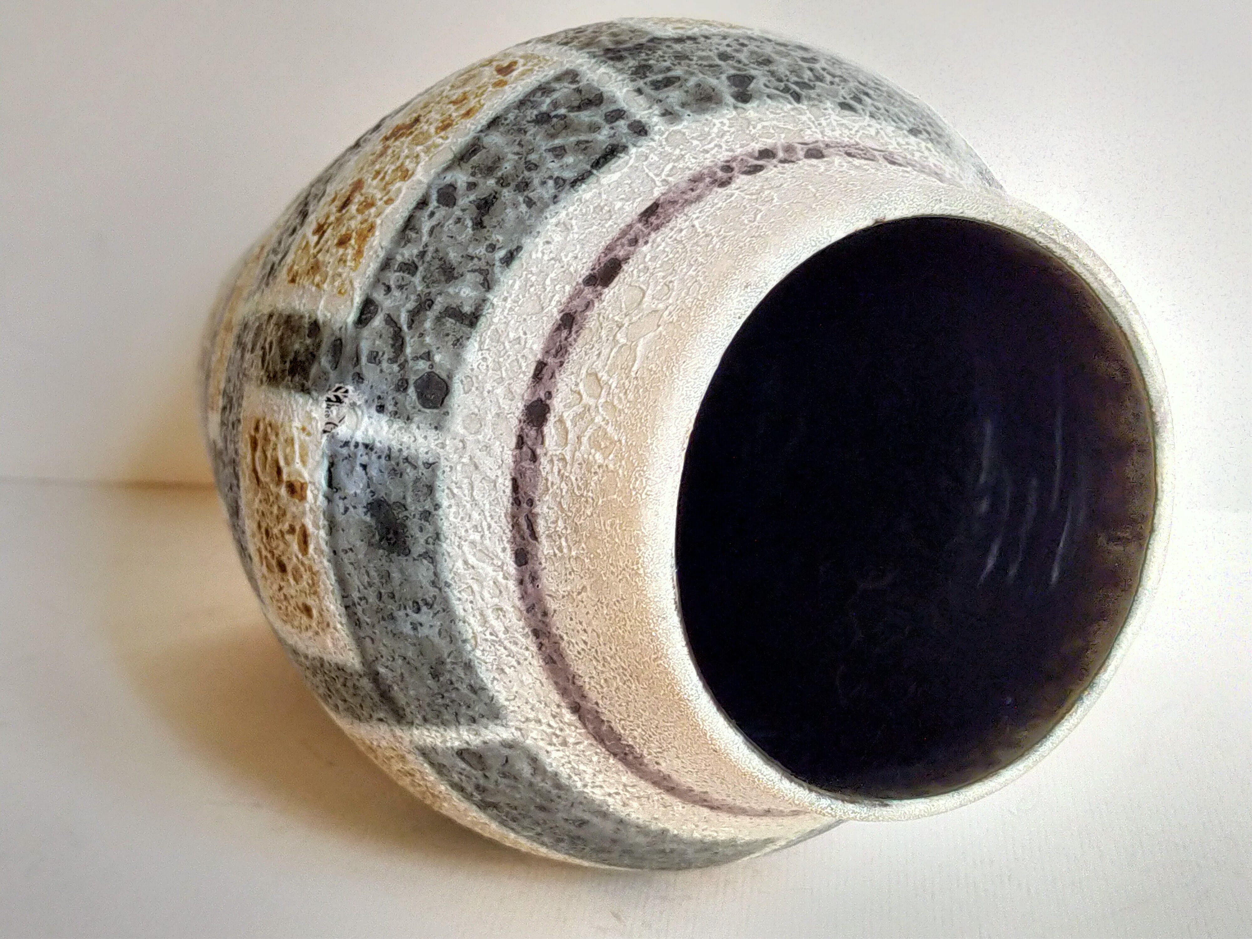 West-Germany vintage ceramic vase washes with graphic pattern