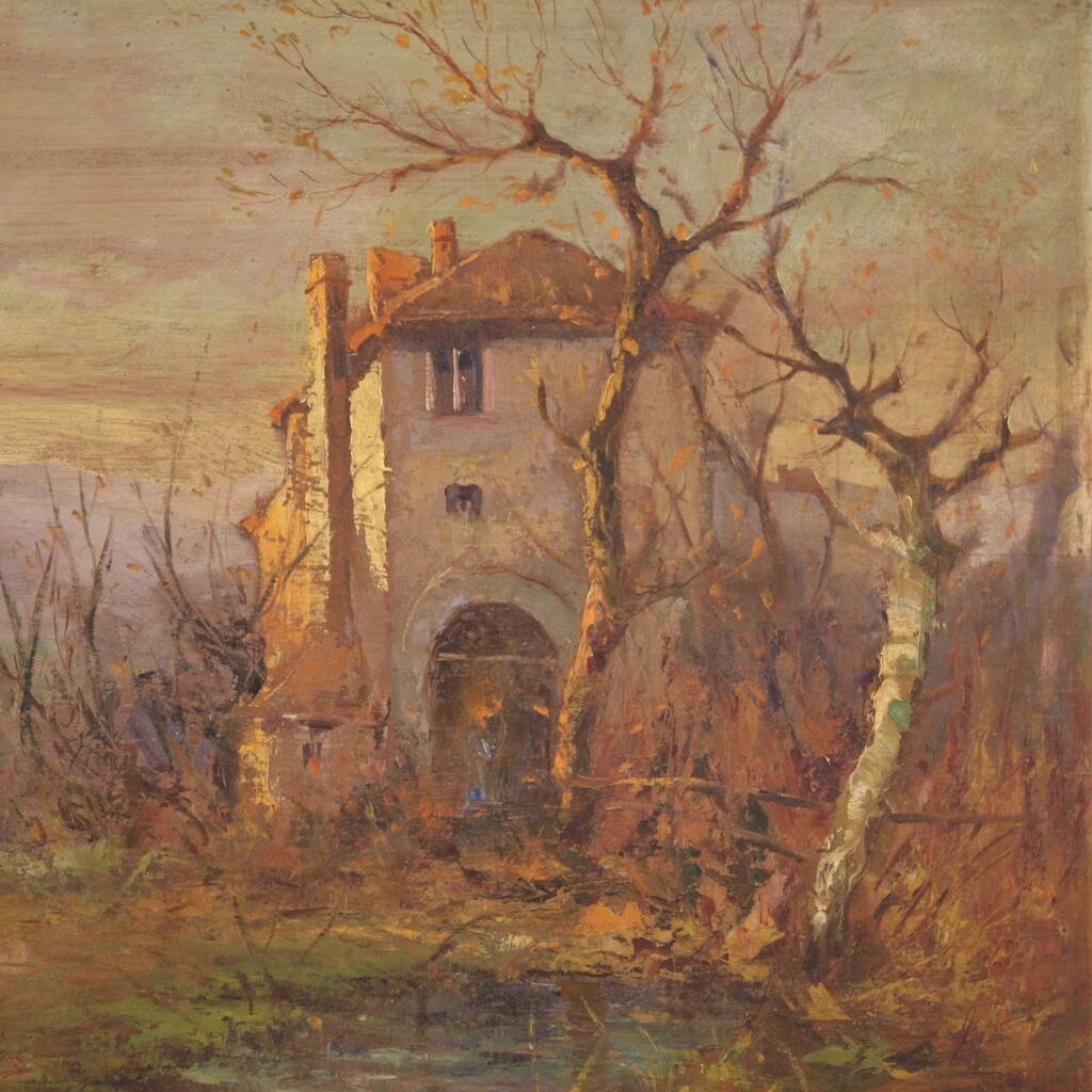 Italian landscape painting signed B. Ferrari from the 30s