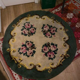 Round vintage wool rug 145cm