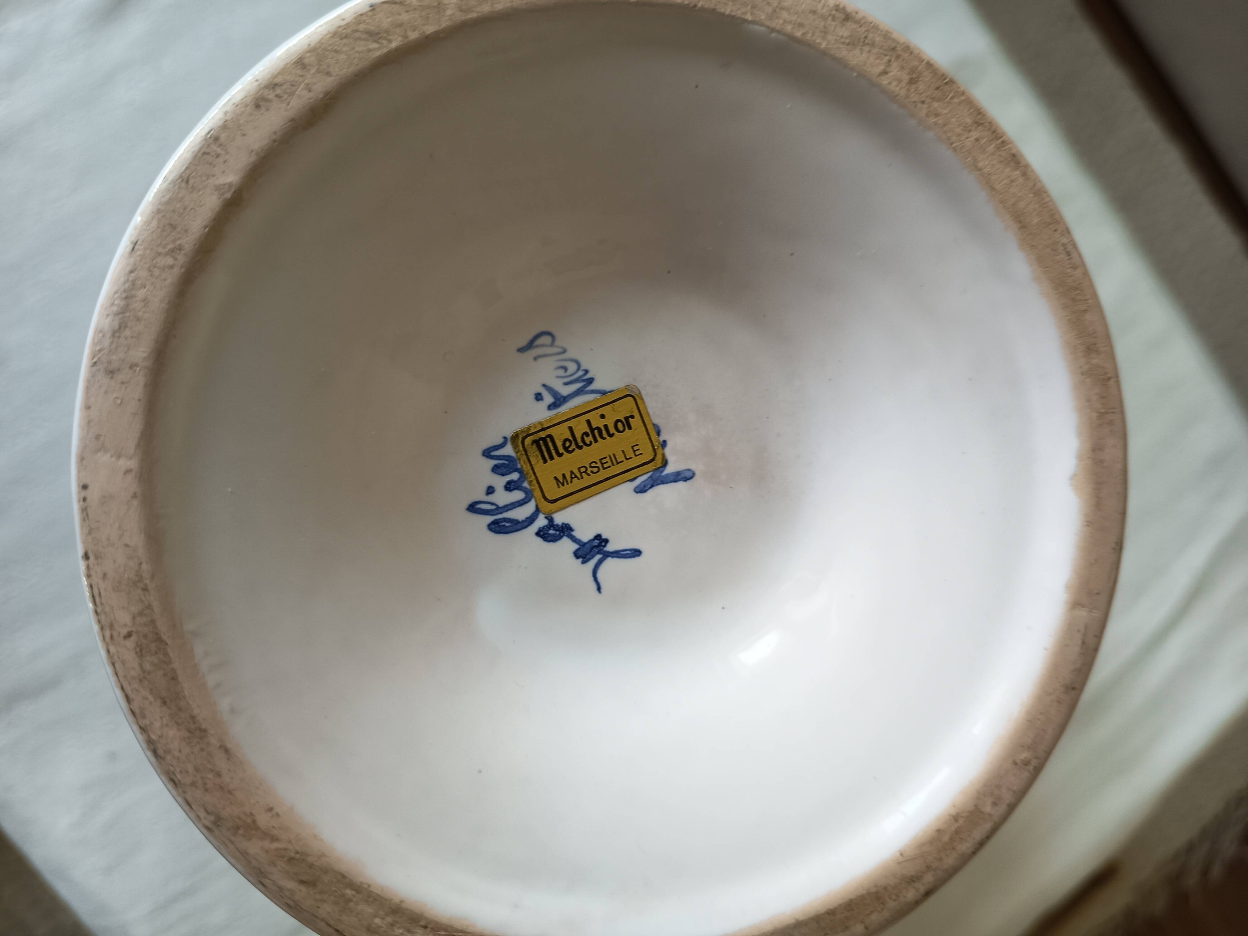 Rare Aiguière Vase in Moustiers Faience – Signature Melchior Marseille