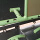 Coat rack green metal and its former mirror