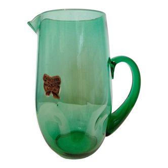 Green blown glass decanter