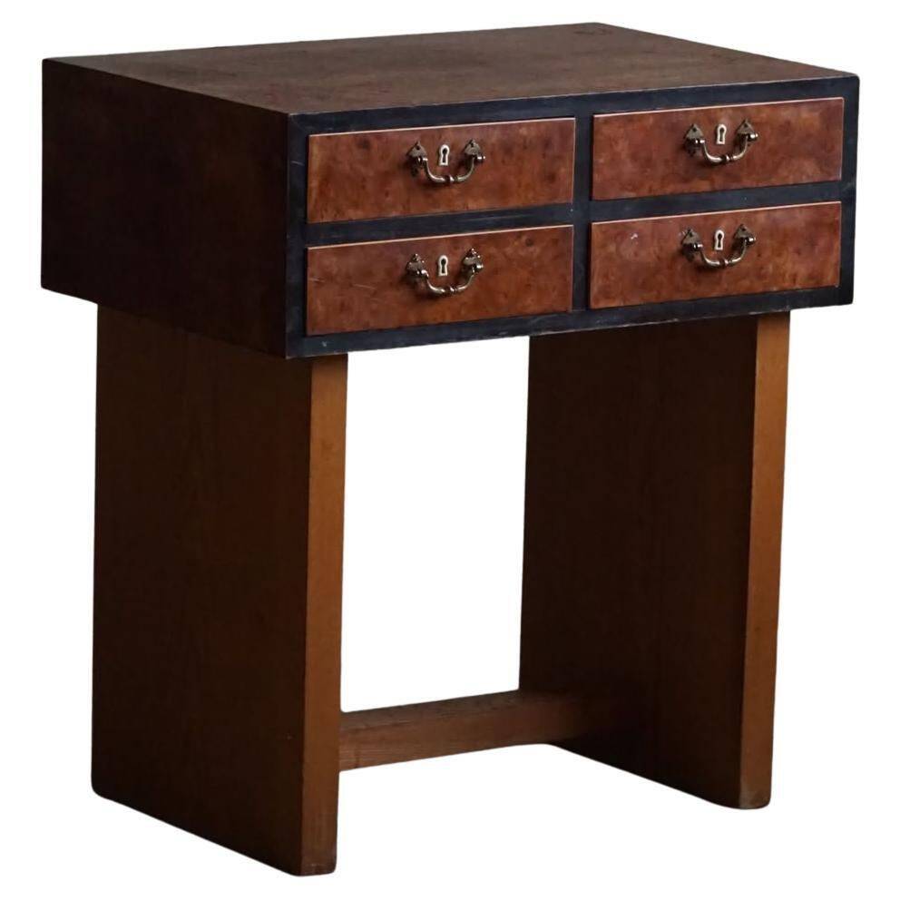 Danish Art Deco console with elm wood and burl drawers, 1940s.