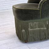 Chaise d'appoint danoise des années 1970, velours vert, pieds en bois de hêtre.