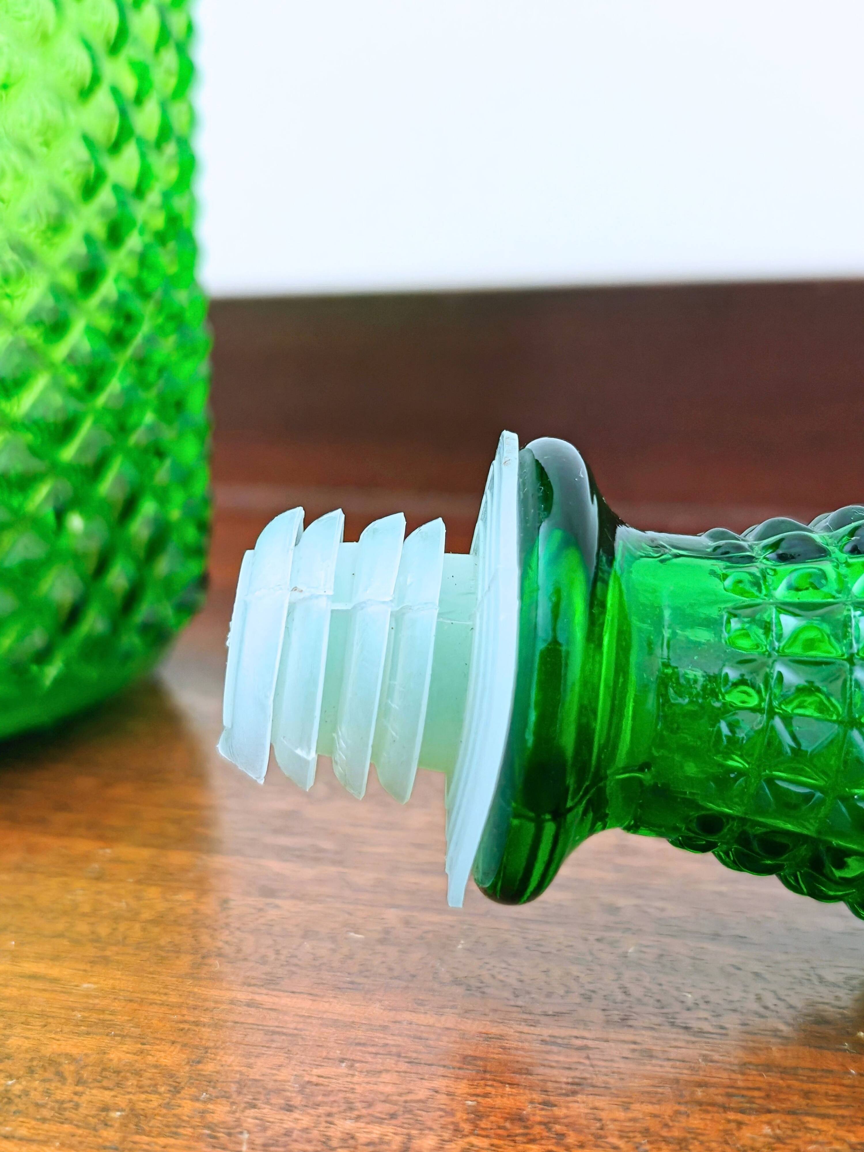 Italian carafe Empoli green with diamond point relief