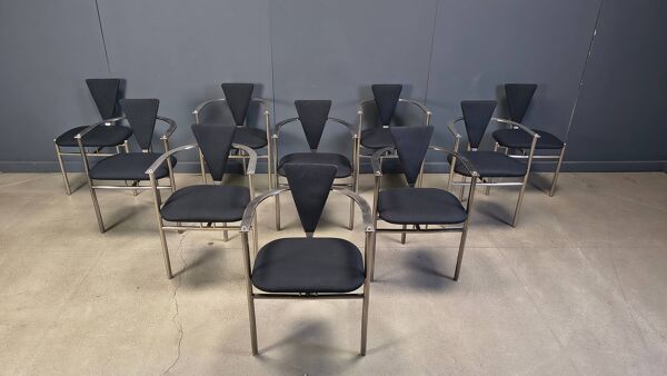 10 chaises de salle à manger postmodernes par Belgochrom, années 1980