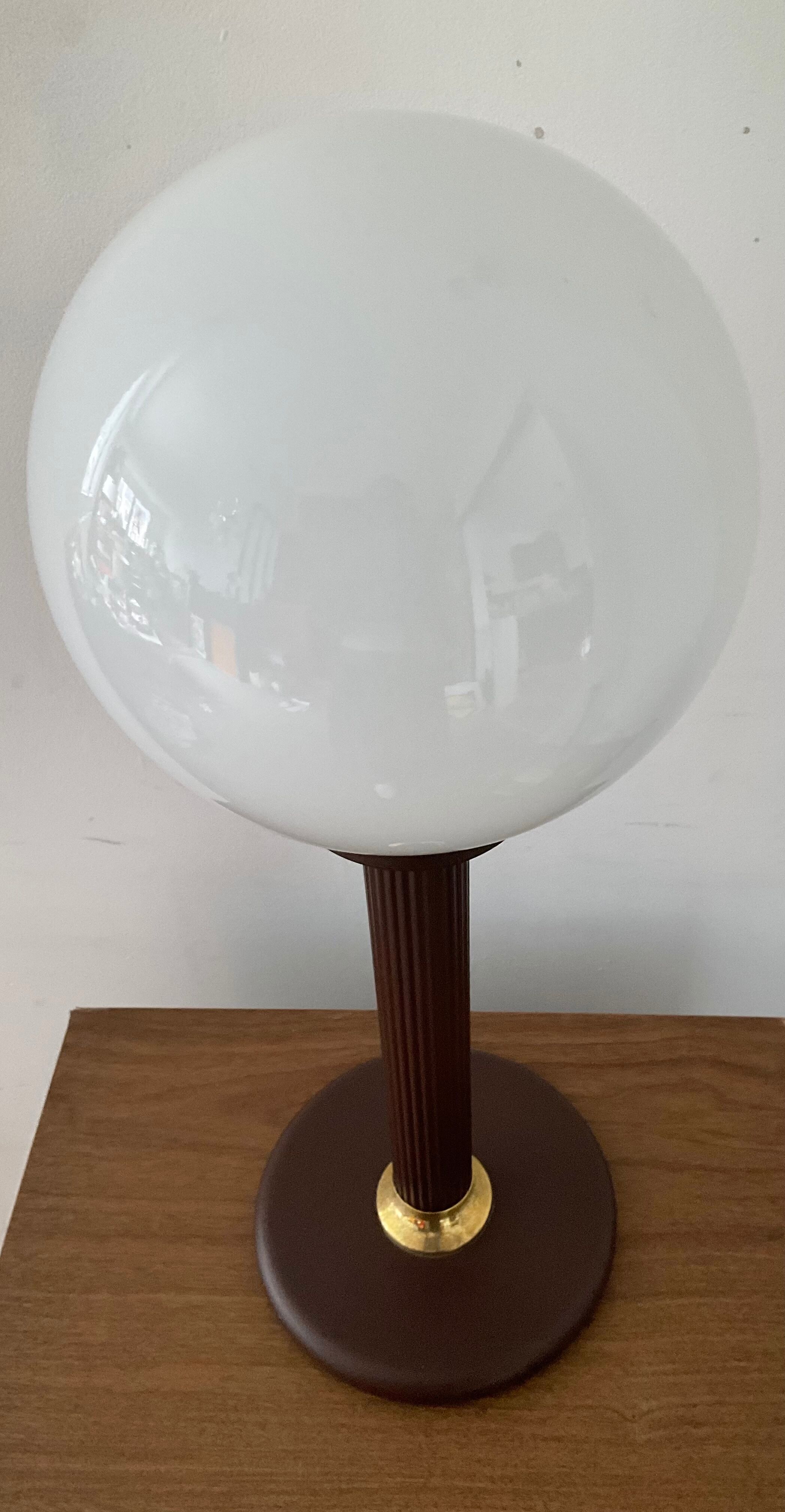 Lampe vintage des années 70 en métal et opaline