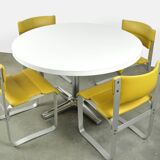 Ensemble de table à manger vintage, 4 chaises à manger Asko « Pulkka », table Ilmari Lappalainen & Pastoe années 60-70