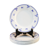 6 assiettes plates en faience de digoin sarreguemines petite fleur bleu