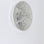 Peill & Putzer Large Round Op Art Glass Sconce, Wall Lamp, Flush Mount, Germany, 1970s