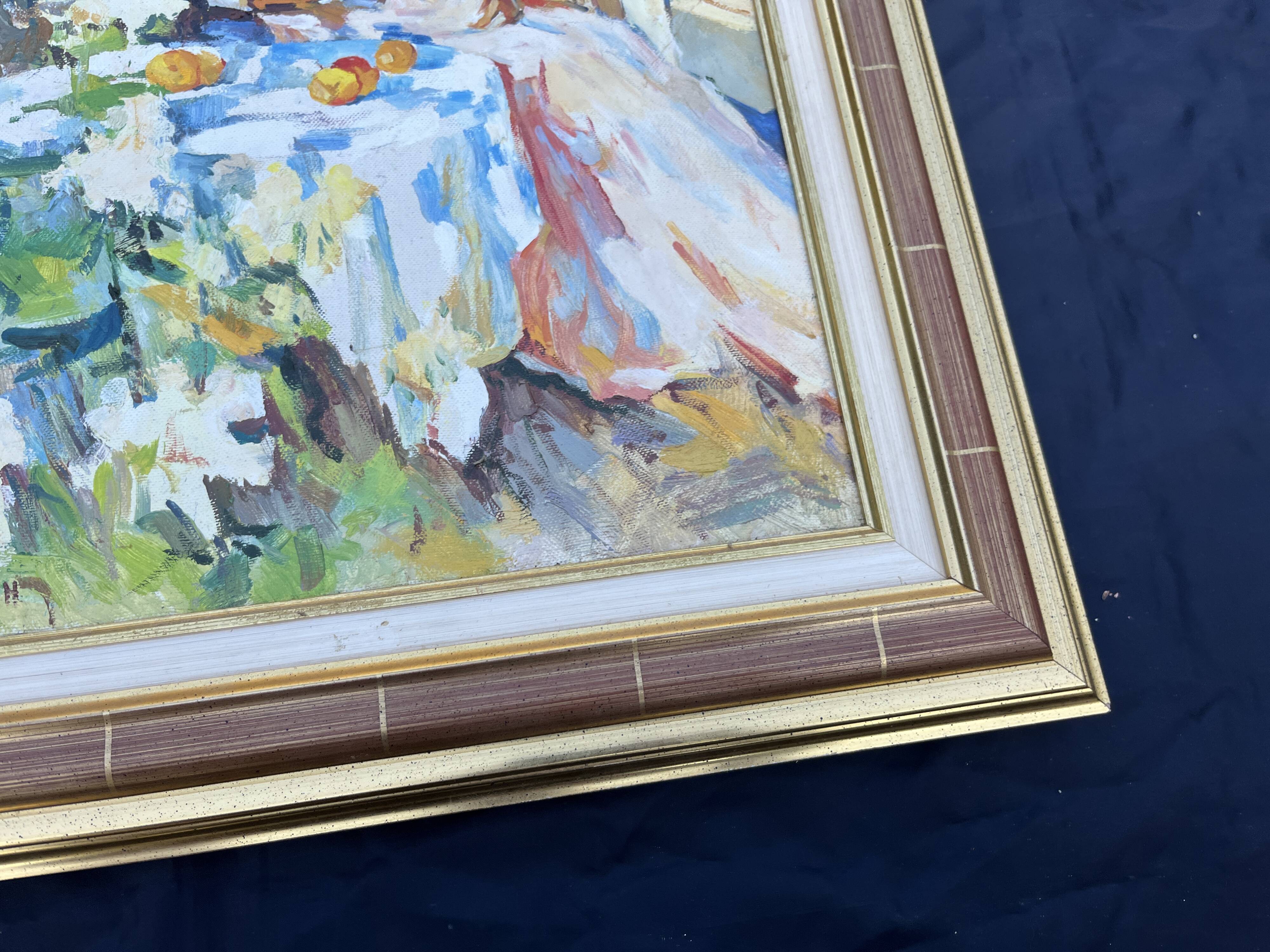 Russian painting by Andrei Dargan – woman in the garden – oil on canvas