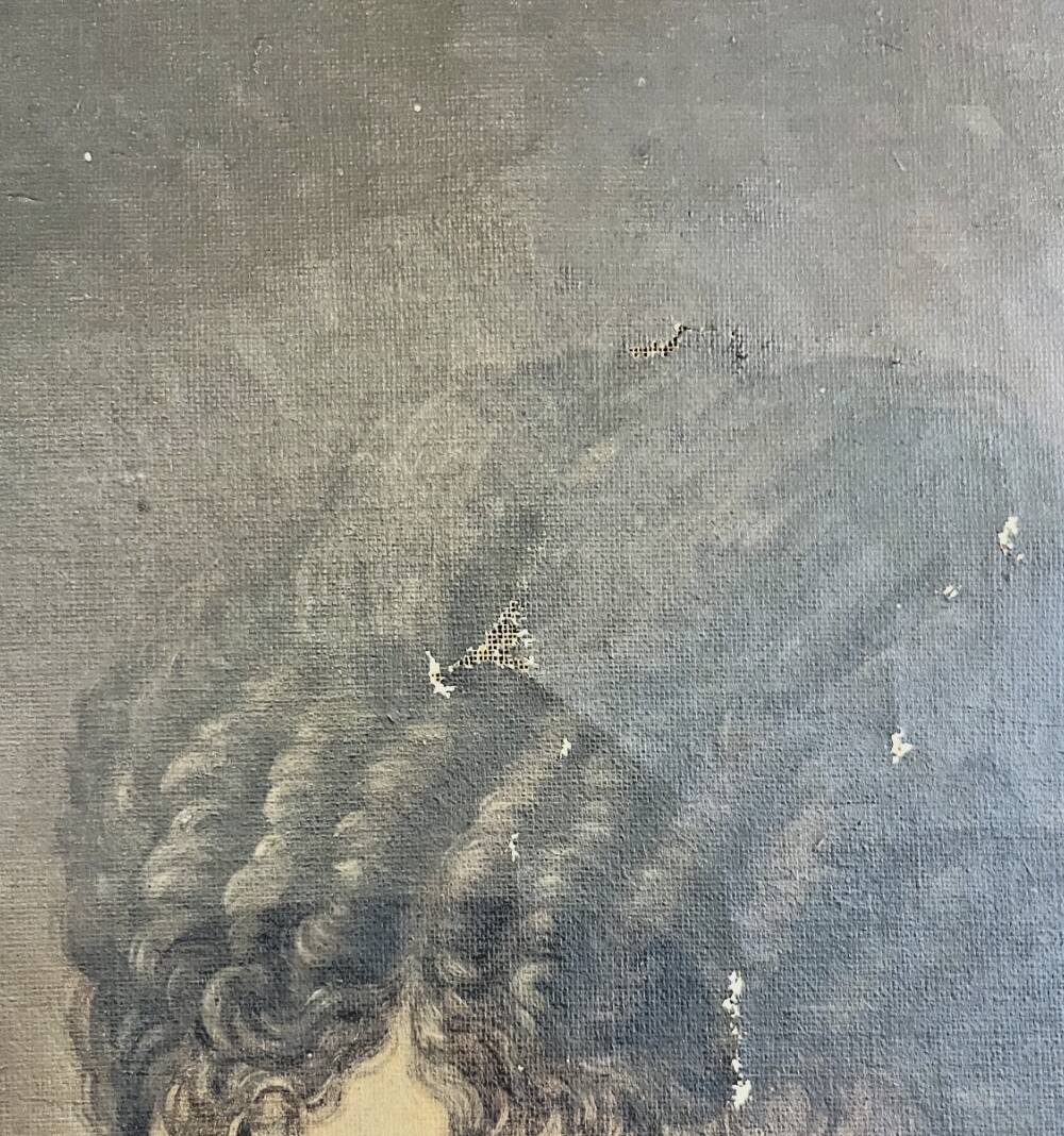 Oil painting on canvas – Portrait of a woman and child, 19th century