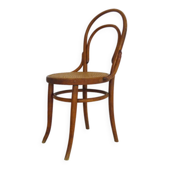 Chaise de bistrot en bois et cannage. Années 50