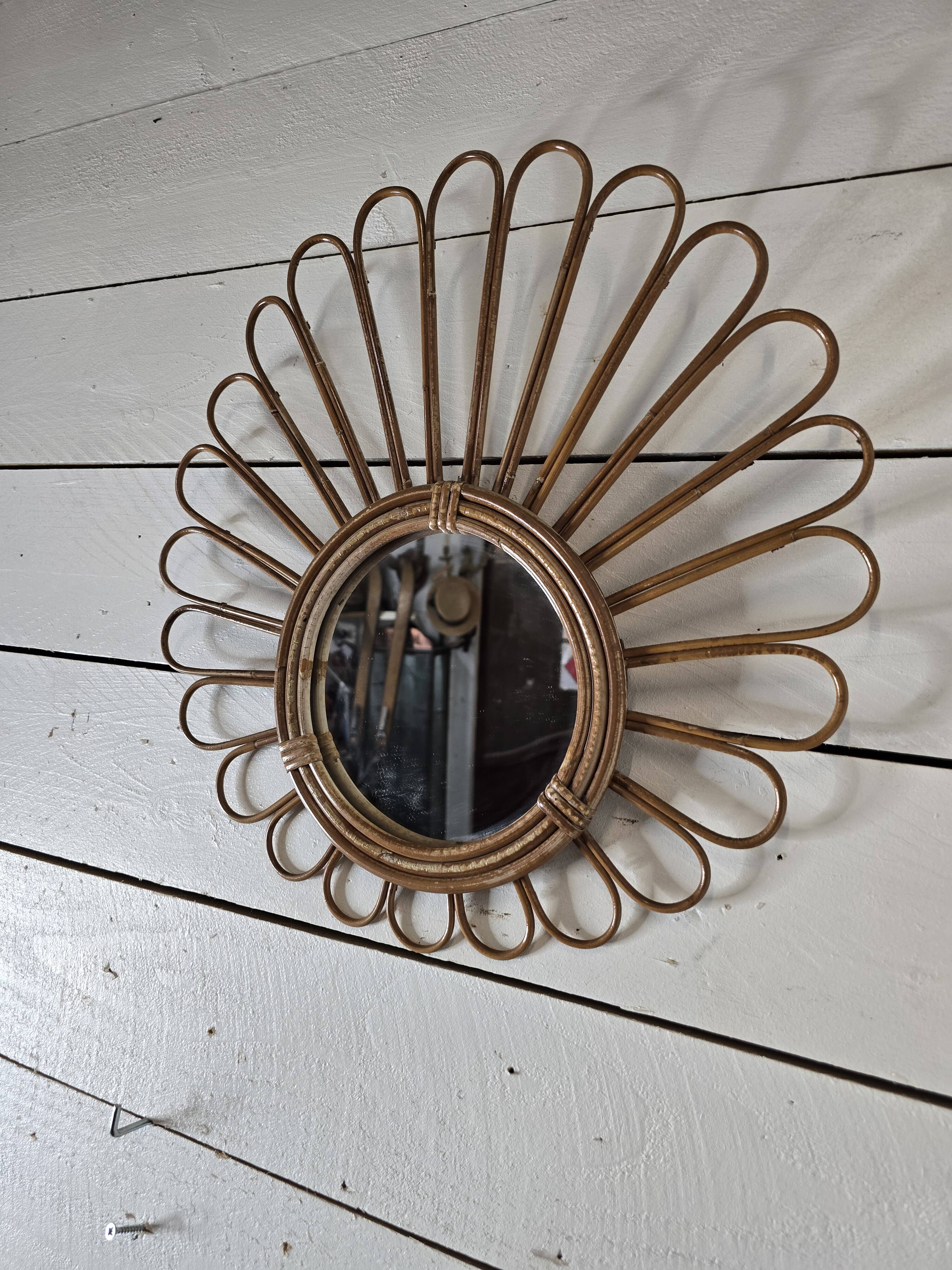 Rattan mirror from the 60s