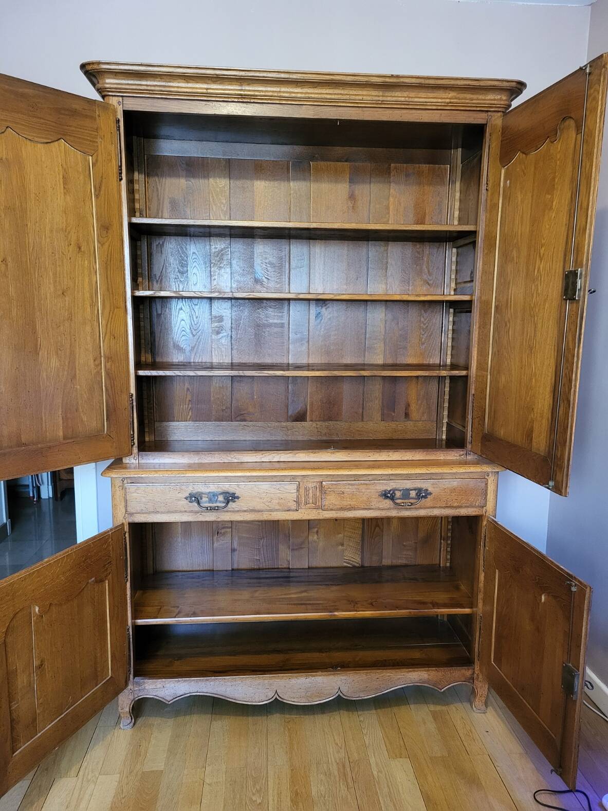 Norman buffet with 2 bodies in solid oak, manufactured by Doudard.