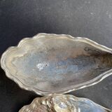 Gravy boat or oyster butter dish – Maurice Gouaillé – Silver plated metal & satin glass