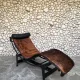 LC4 chaise longue in cowhide and black frame by Cassina, 1970–80