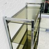 Chrome and smoked glass shelf in Italian 1970s style.