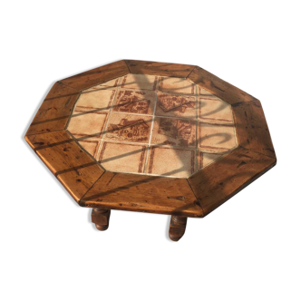 Table basse octagonale en chêne