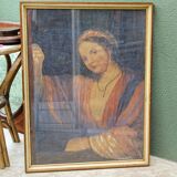 Pastel orientaliste, femme au turban, signé Wolff