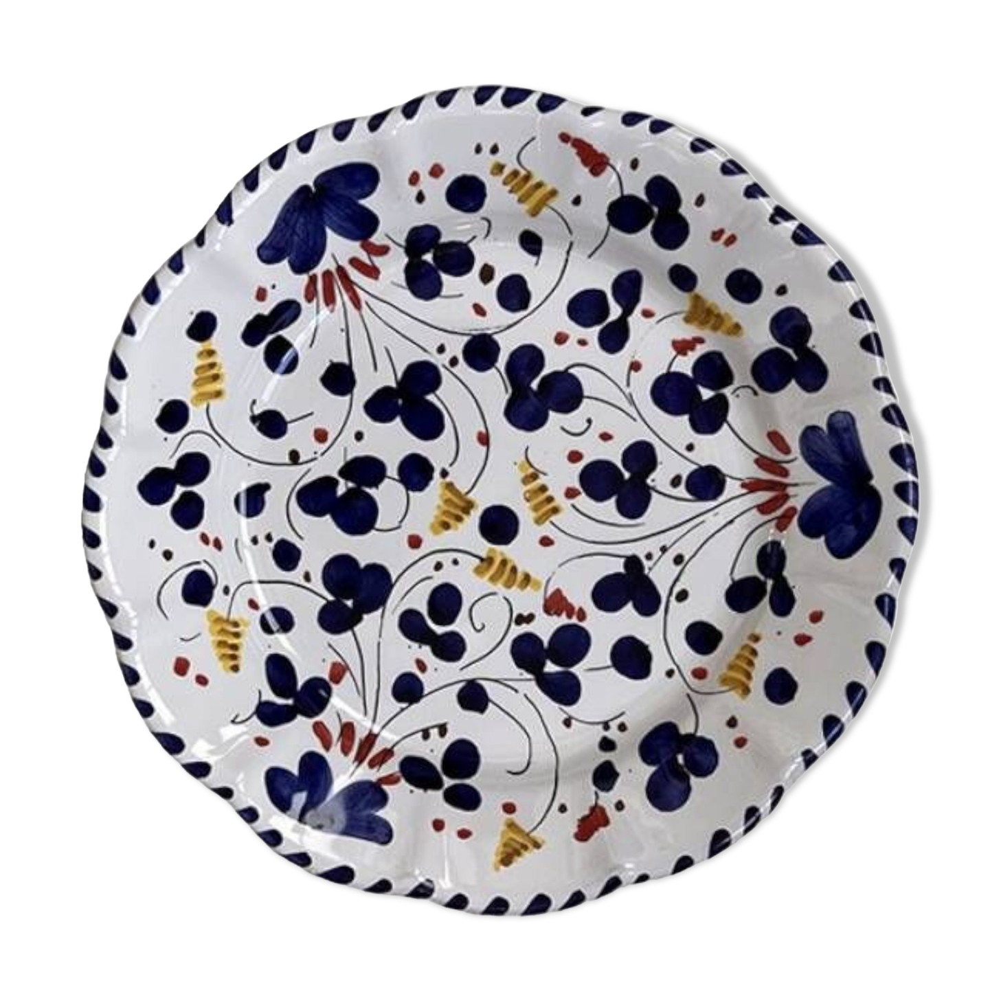 Plate 25cm navy blue flowers