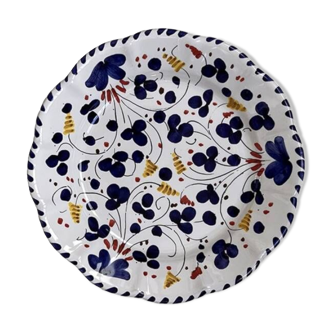 Assiette 25cm fleurs bleu marine