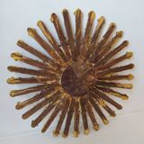 Golden wooden sun mirror 30cm