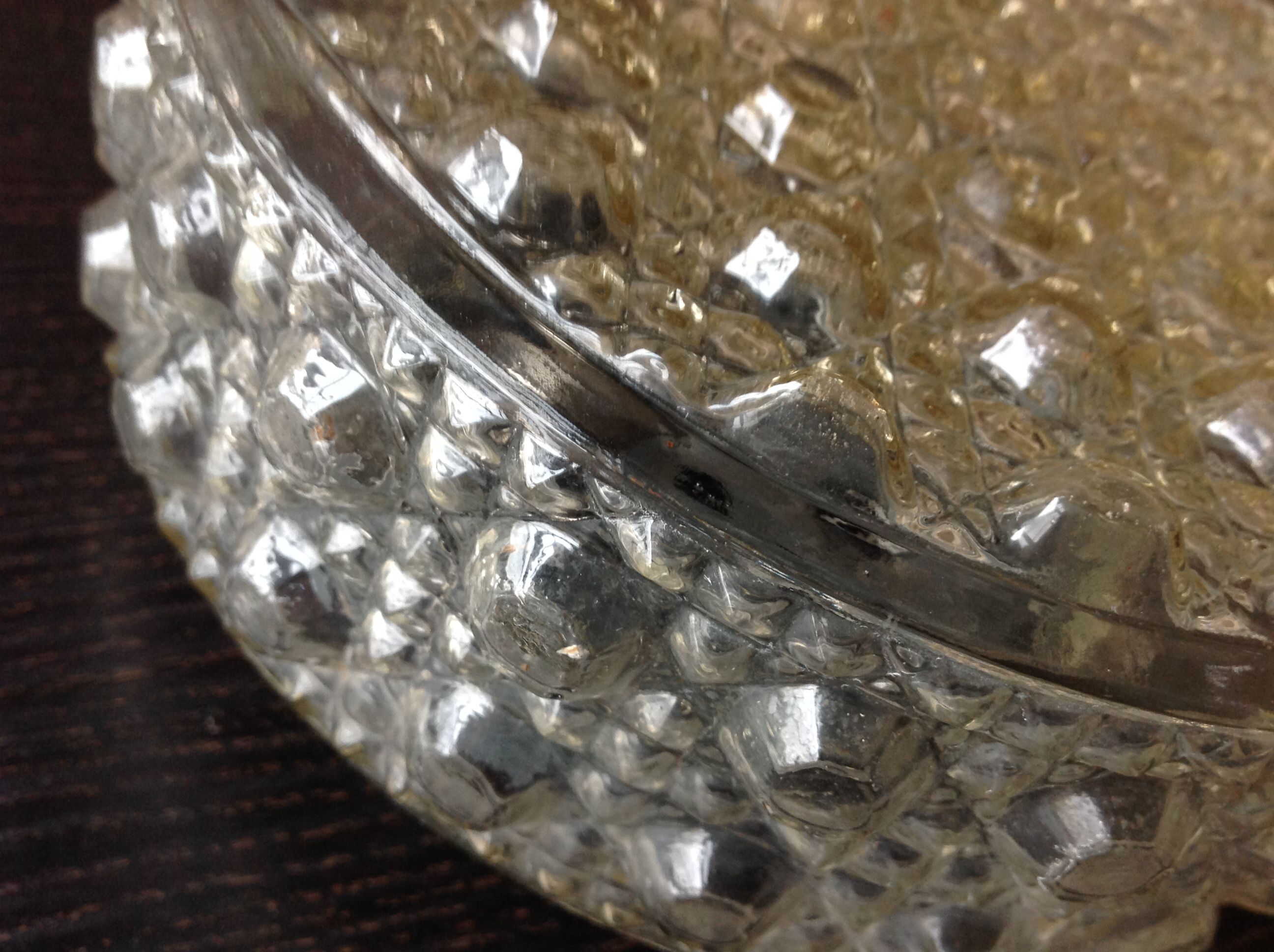 Round ceiling lamp in bubbled glass vintage 60s 70s