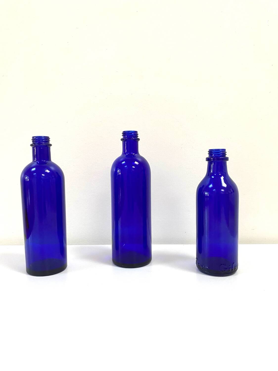 Cobalt Blue Glass Bottle/Vase Trio