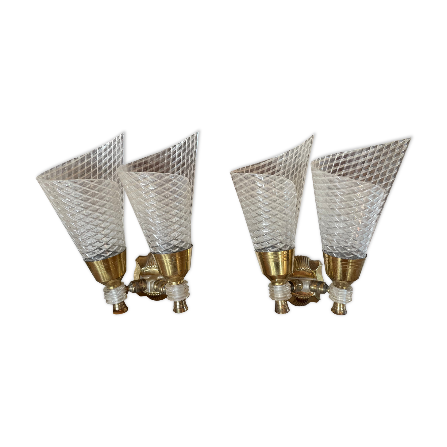 Pair of double sconces in brass 1950