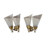 Pair of double sconces in brass 1950