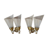 Pair of double sconces in brass 1950