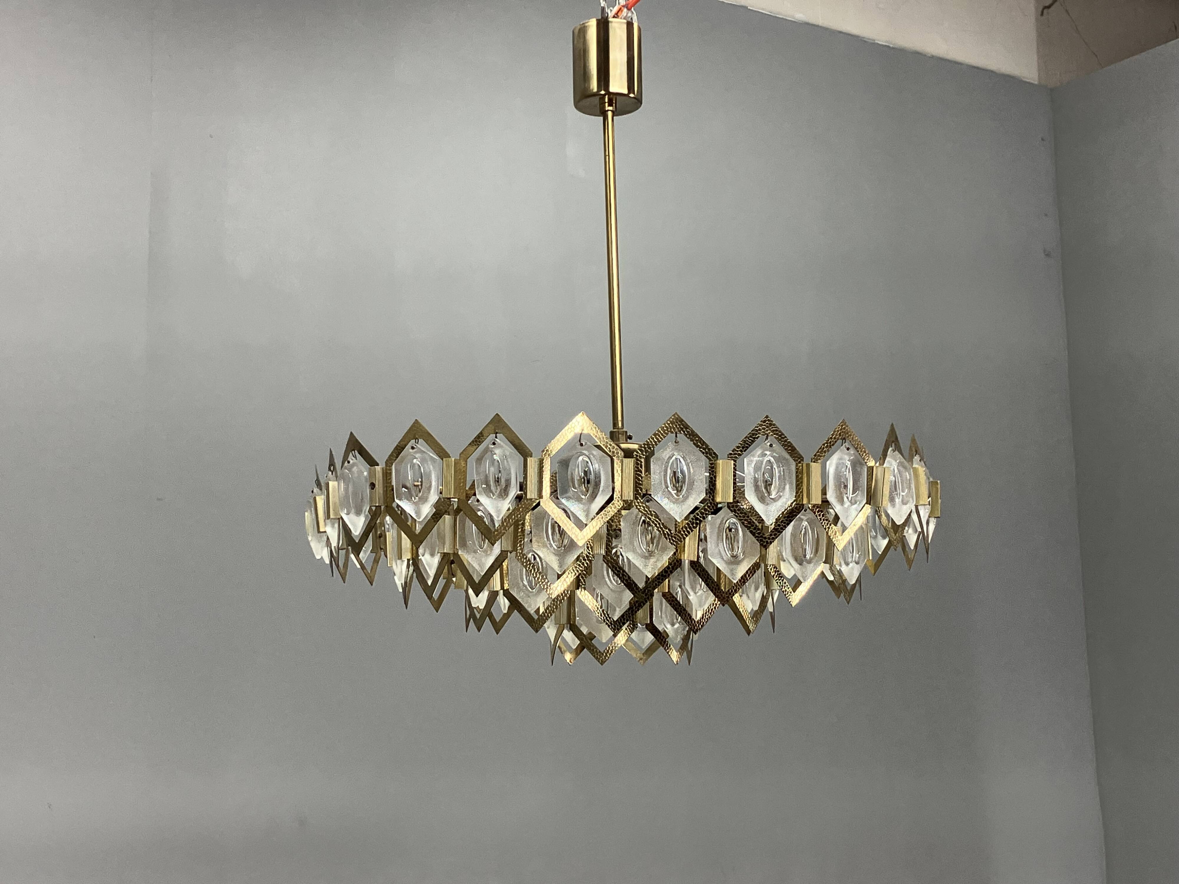 1960s Faceted Glass Chandelier by Jaroslav Bejvl for Kamenicky Senov