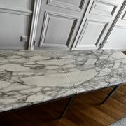 3 tables Florence Knoll – white marble type Calacatta & chrome steel
