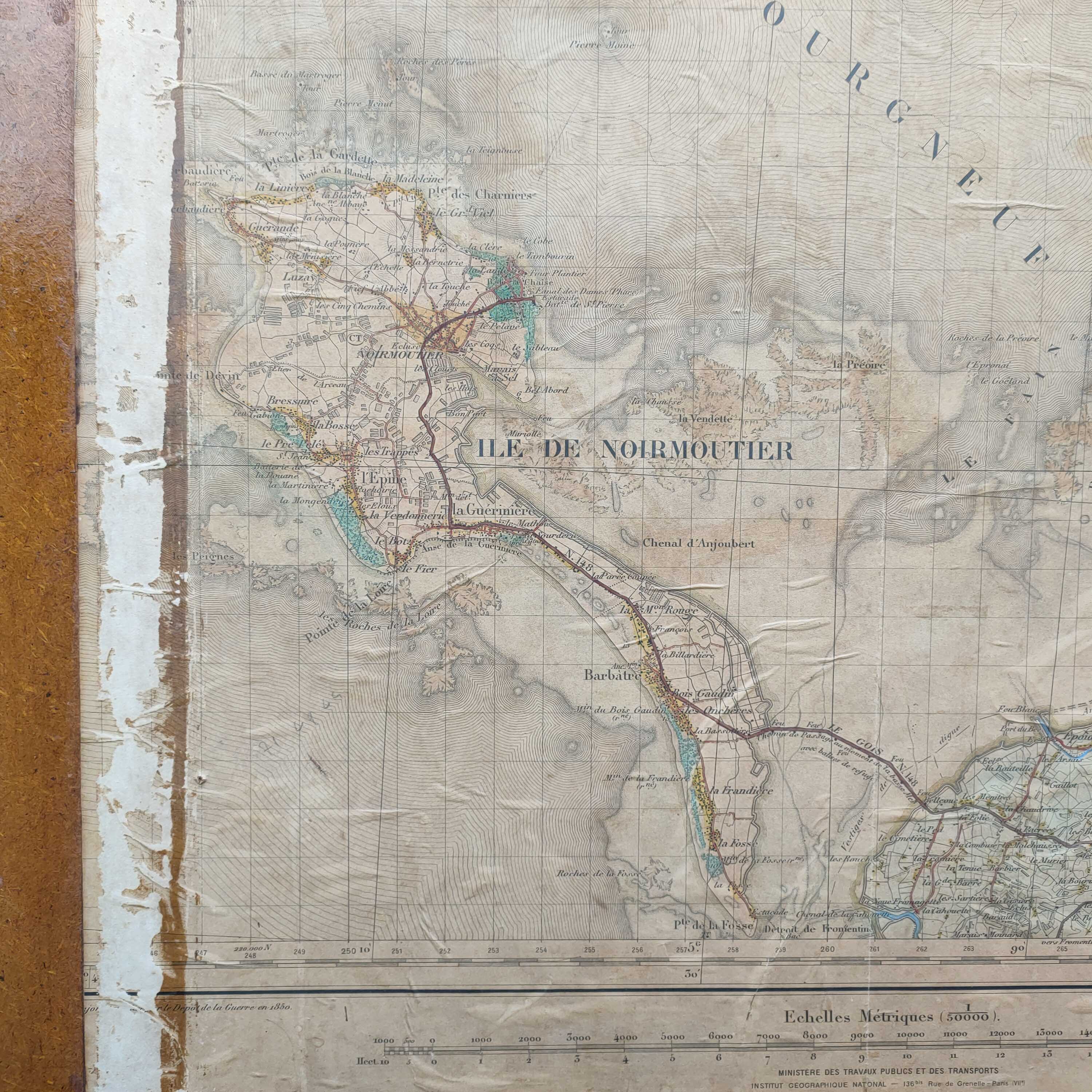 Old map Nantes and Vendée 162cm by 114cm