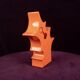 Abstract Orange Ceramic Sculptural Vase, Postmodern / Space Age, Italy, 1980